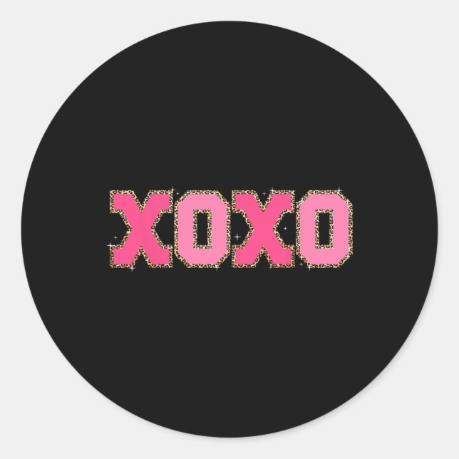 Chenille Patch Sparkling Xoxo Valentine Day Heart  Classic Round Sticker (Front)