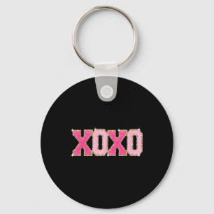 Chenille Patch Sparkling Xoxo Valentines Day Heart Keychain