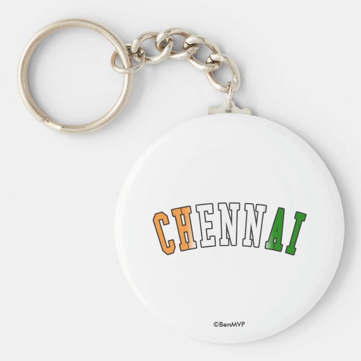 Chennai in India National Flag Colors Keychain
