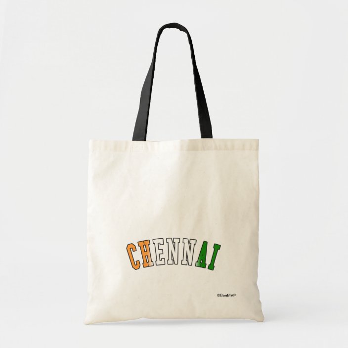 Chennai in India National Flag Colors Tote Bag
