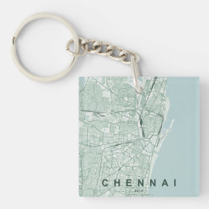 Chennai India City Map & Custom Text Keychain
