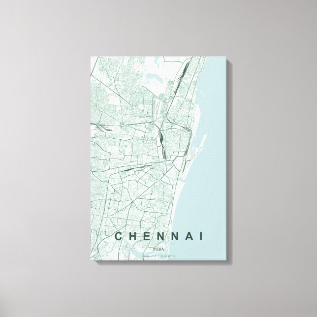Chennai India City Map Minimal Design Canvas Print (Front)
