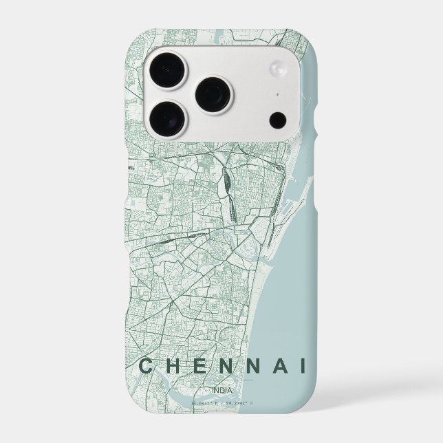 Chennai India City Map Minimal Design Case-Mate iPhone Case (Back)