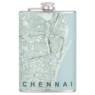 Chennai India City Map Minimal Design Flask