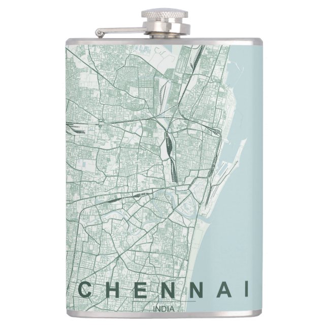 Chennai India City Map Minimal Design Flask (Front)