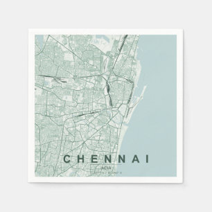 Chennai India City Map Minimal Design Napkins