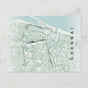 Chennai India City Map Minimal Design Postcard