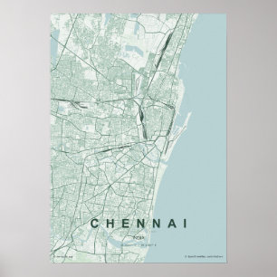 Chennai India City Map Minimal Design Poster