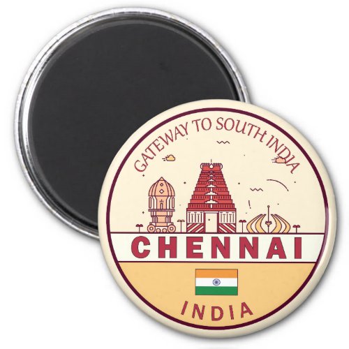 Chennai India City Skyline Emblem Magnet