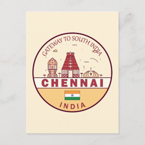 Chennai India City Skyline Emblem Postcard