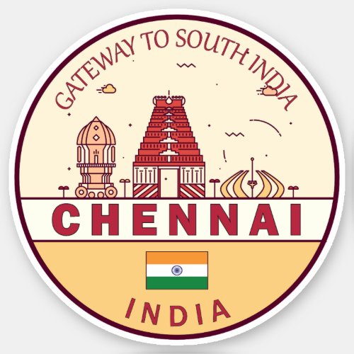 Chennai India City Skyline Emblem Sticker