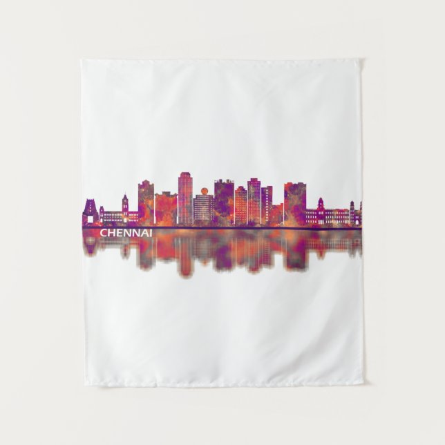 Chennai India Skyline Tapestry (Front)