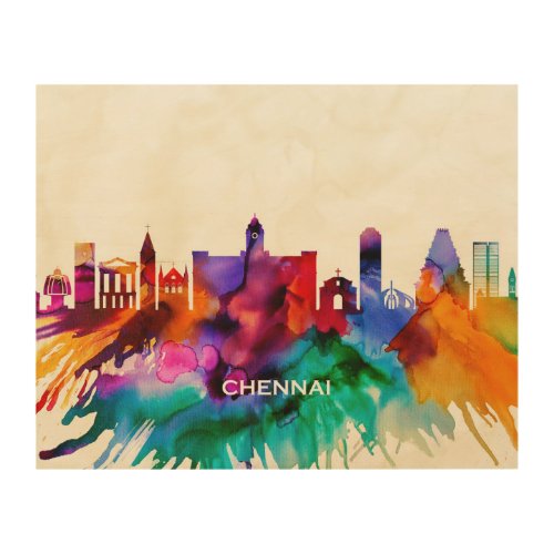 Chennai Skyline Wood Wall Art