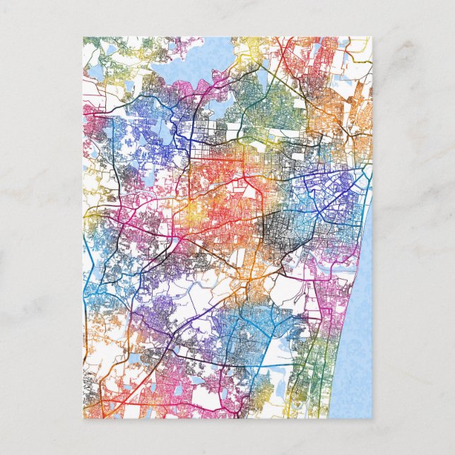 Chennai Tamil Nadu City Map Postcard (Front)