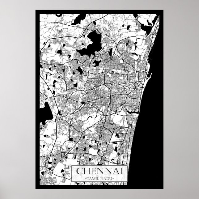 Chennai Tamil Nadu Map Poster (Front)