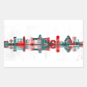 Chennai Tamil Nadu Skyline Rectangular Sticker