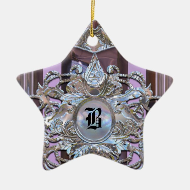 Chenonceau Baroque Elegant Monogram Ceramic Ornament (Front)