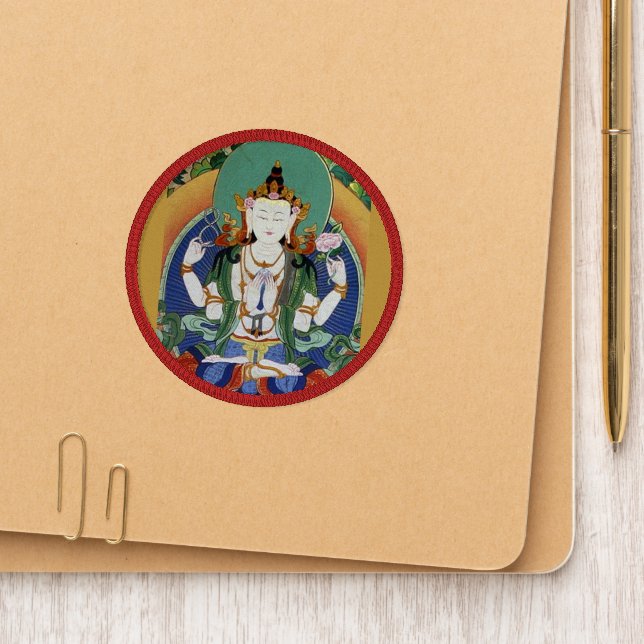 Chenrezig Bodhisattva of Compassion Tibetan Art Patch (On Folder)