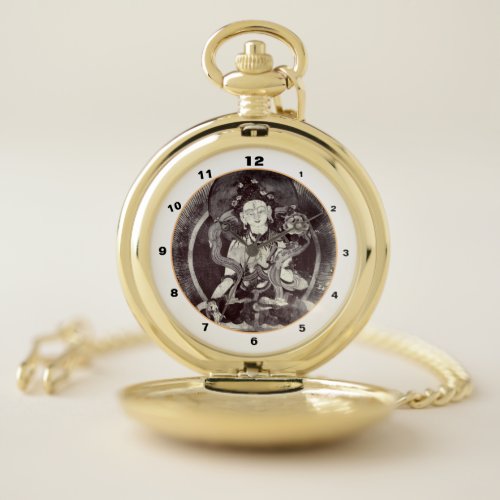 Chenrezing Buddha Vintage Heruka Tibet Buddhism Pocket Watch