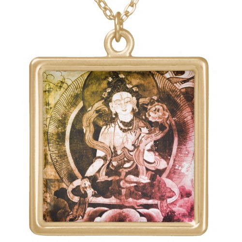 Chenrezing Buddha Vintage Heruka Tibet Gold Plated Necklace