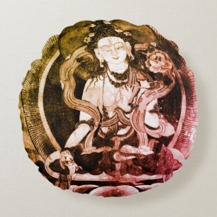 Chenrezing Buddha, Vintage Heruka, Tibet Round Pillow