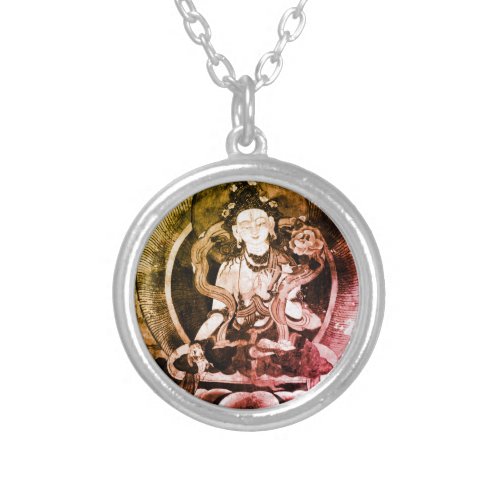 Chenrezing Buddha Vintage Heruka Tibet Silver Plated Necklace