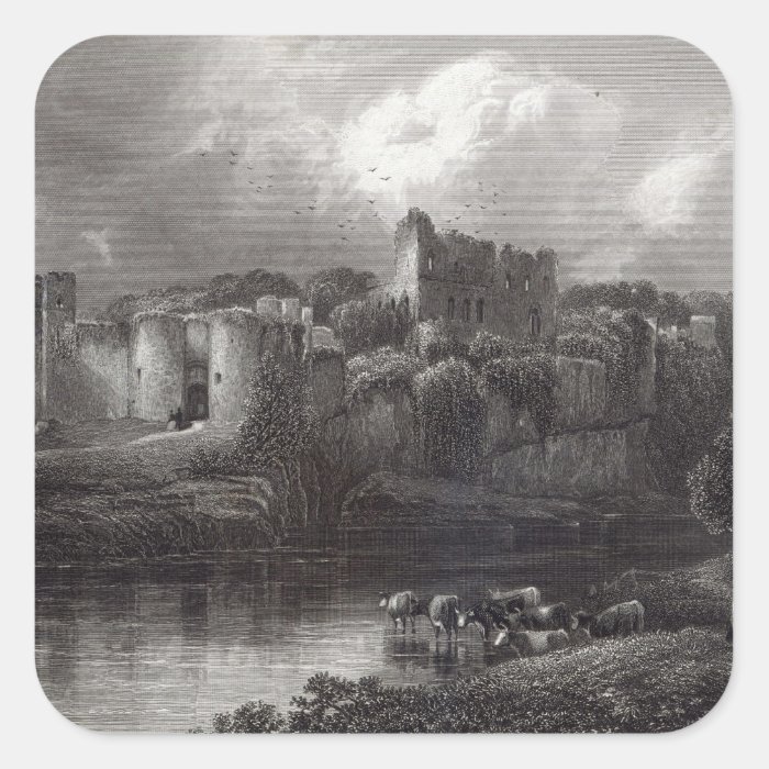 Chepstow Castle, engraved by R. Hinshelwood Square Stickers