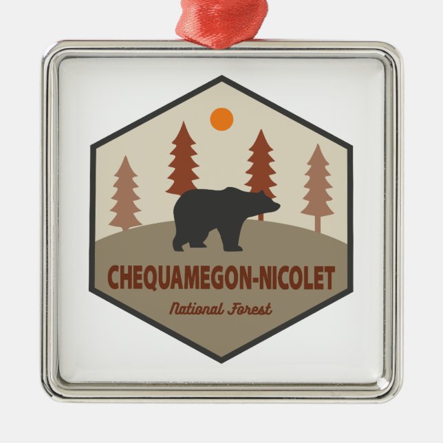 Chequamegon-Nicolet National Forest Bear Metal Ornament (Front)