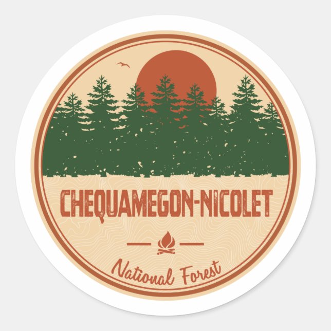 Chequamegon-Nicolet National Forest Classic Round Sticker (Front)