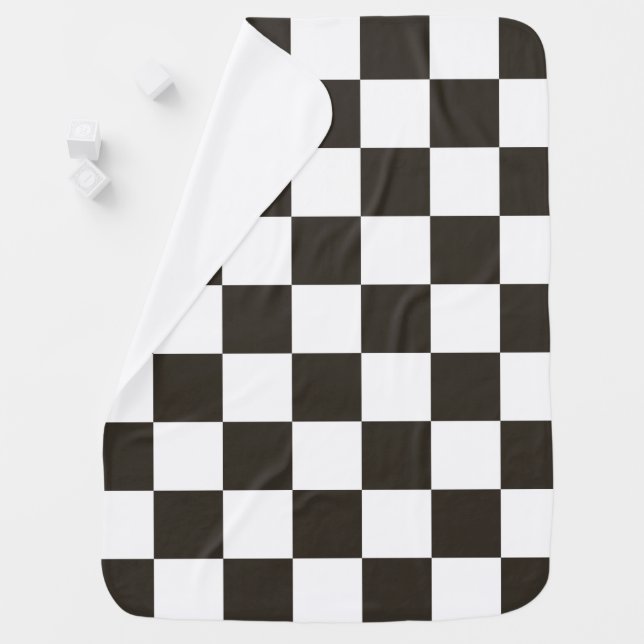 Chequered Flag (Black and White) (Checker Pattern) Baby Blanket (In Situ)