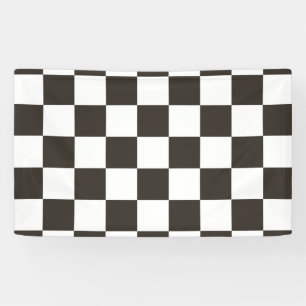 Chequered Flag (Black and White) (Checker Pattern) Banner