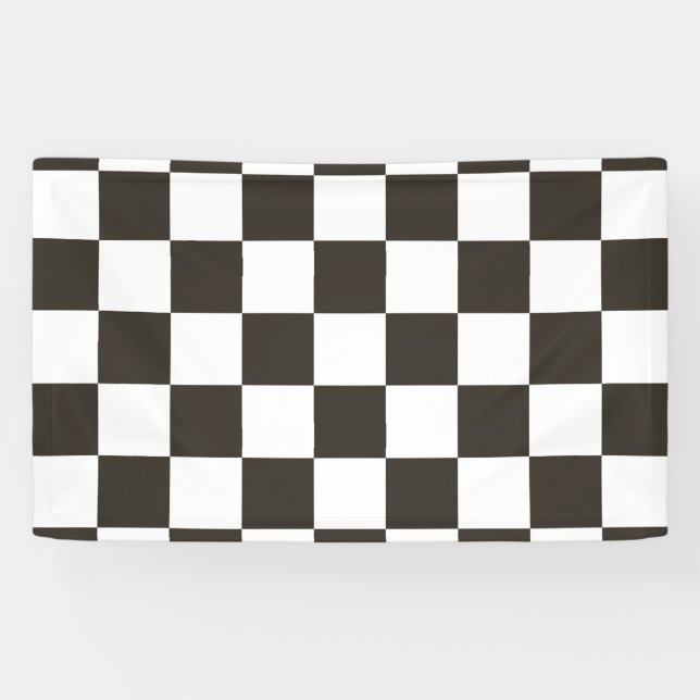 Chequered Flag (Black and White) (Checker Pattern) Banner (Horizontal)