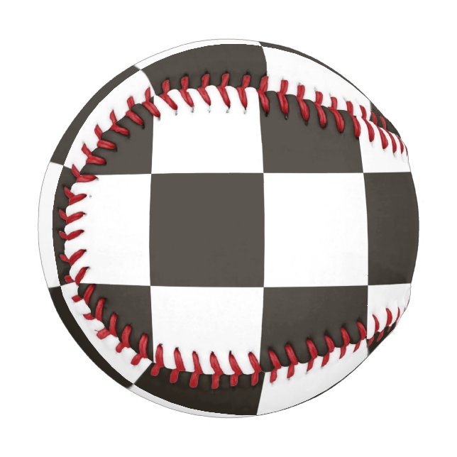 Chequered Flag (Black and White) (Checker Pattern) Baseball (Front Left)