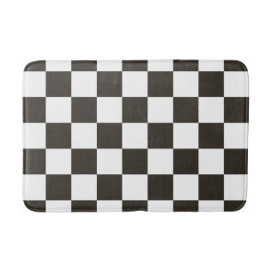 Chequered Flag (Black and White) (Checker Pattern) Bath Mat