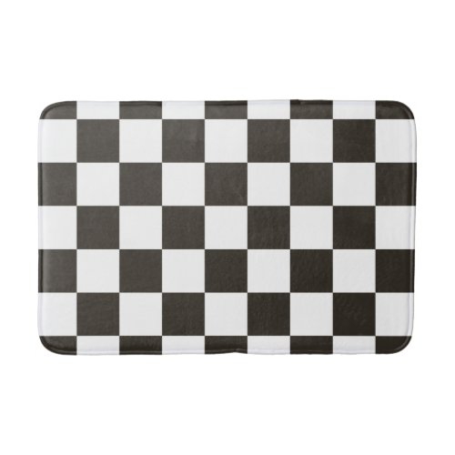 Chequered Flag Black and White Checker Pattern Bath Mat