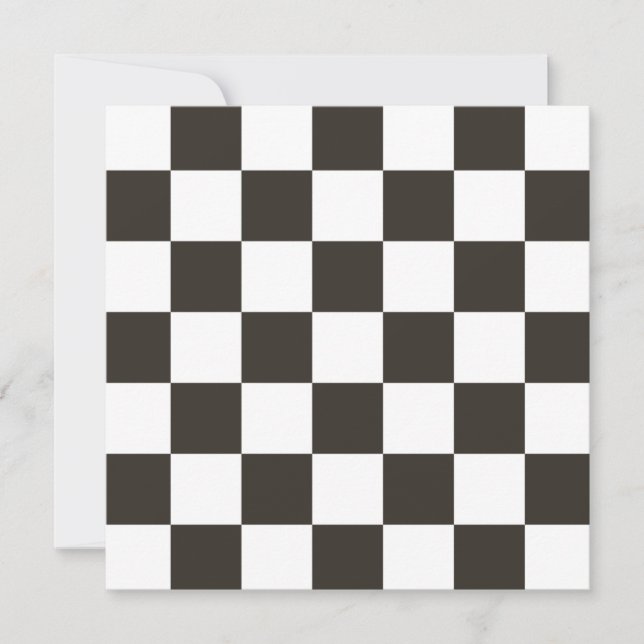 Chequered Flag (Black and White) (Checker Pattern) Card (Front)