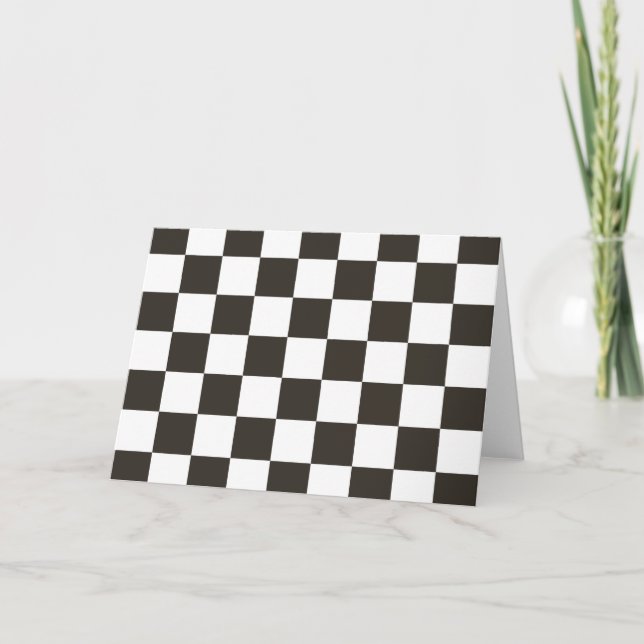 Chequered Flag (Black and White) (Checker Pattern) Card (Front)