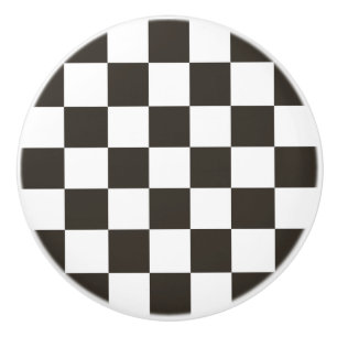 Chequered Flag (Black and White) (Checker Pattern) Ceramic Knob