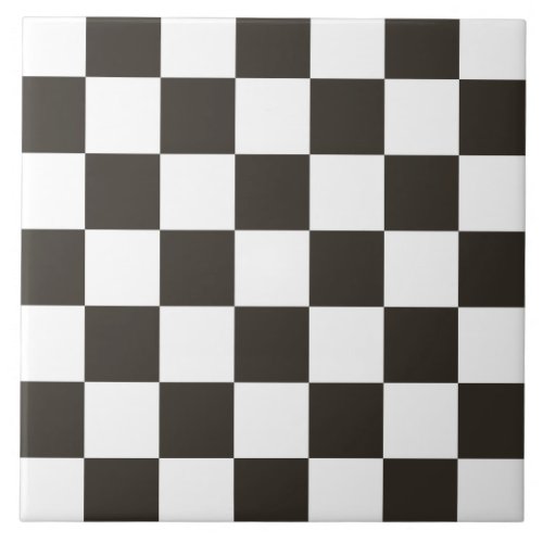 Chequered Flag Black and White Checker Pattern Ceramic Tile
