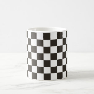 Chequered Flag (Black and White) (Checker Pattern) Coffee Mug