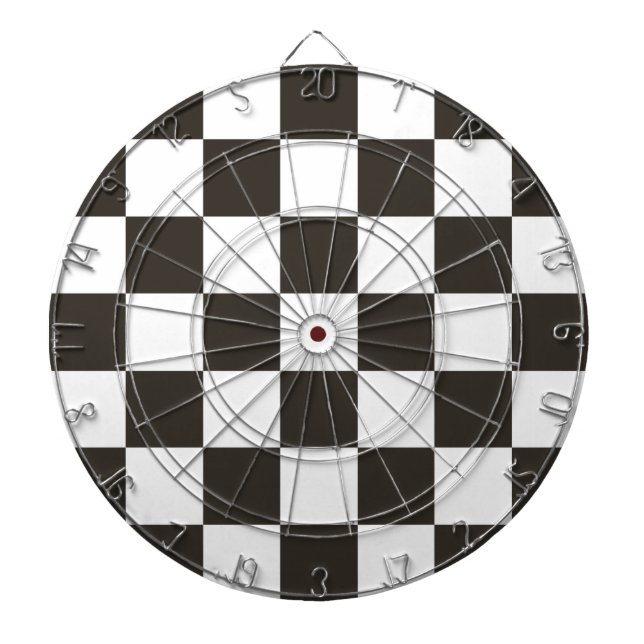 Chequered Flag (Black and White) (Checker Pattern) Dart Board (Front)
