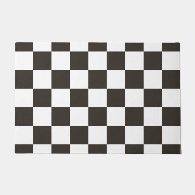 Chequered Flag (Black and White) (Checker Pattern) Doormat (Front)