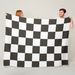 Chequered Flag (Black and White) (Checker Pattern) Fleece Blanket