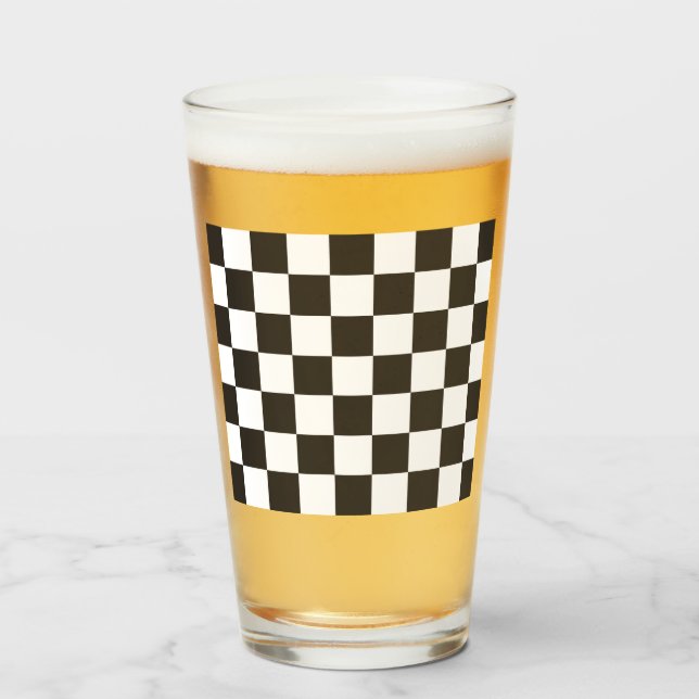 Chequered Flag (Black and White) (Checker Pattern) Glass (Front Filled)