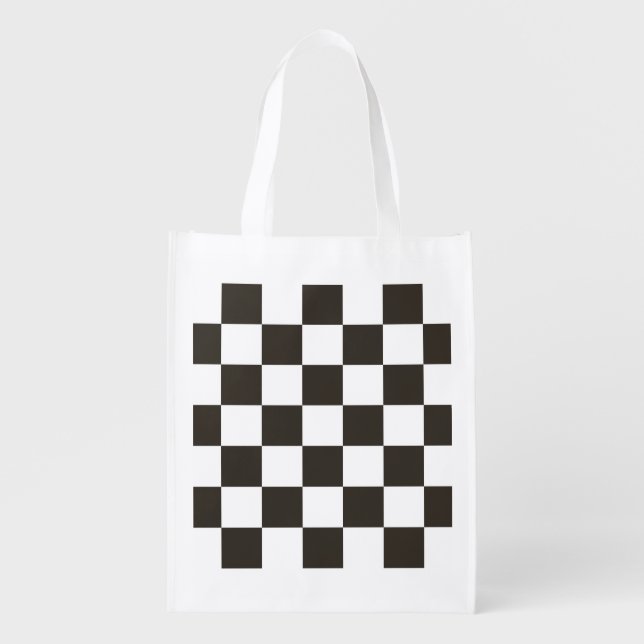 Chequered Flag (Black and White) (Checker Pattern) Grocery Bag (Front)