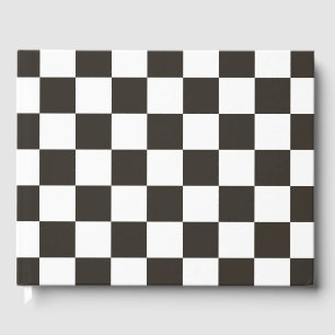 Chequered Flag (Black and White) (Checker Pattern) Guest Book