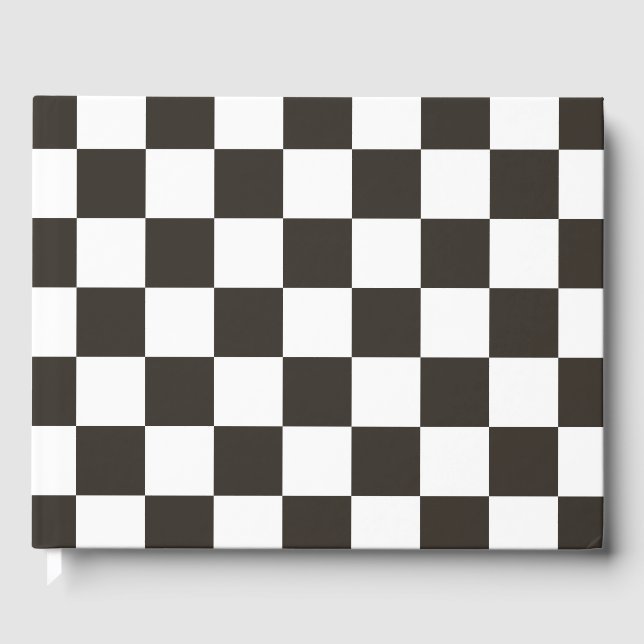 Chequered Flag (Black and White) (Checker Pattern) Guest Book (Front)