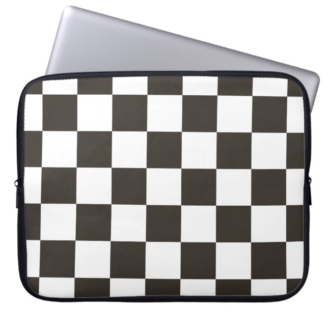 Chequered Flag (Black and White) (Checker Pattern) Laptop Sleeve (Front)