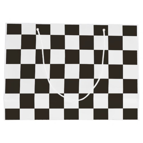 Chequered Flag Black and White Checker Pattern Large Gift Bag