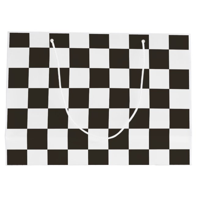 Chequered Flag (Black and White) (Checker Pattern) Large Gift Bag (Back)